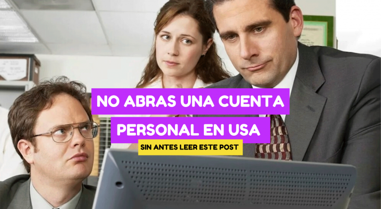 imagen ilustrativa de The Office con el titulo "no abras una cuenta personal en US"